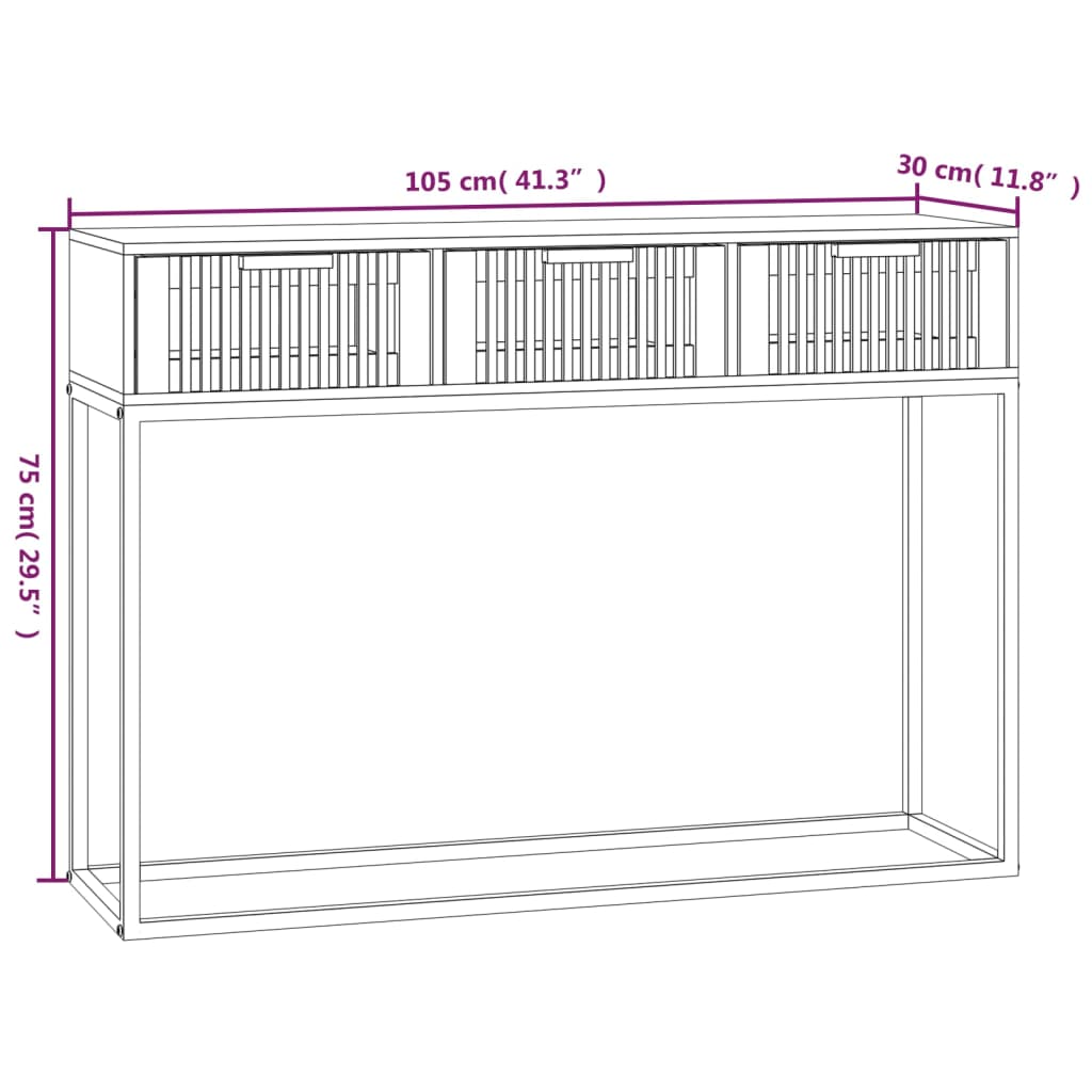 Konsollbord 105x30x75 cm konstruert tre og jern