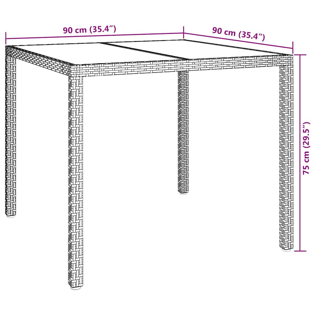 Hage middagbord Brun 90 x 90 x 75 cm Poly rattan