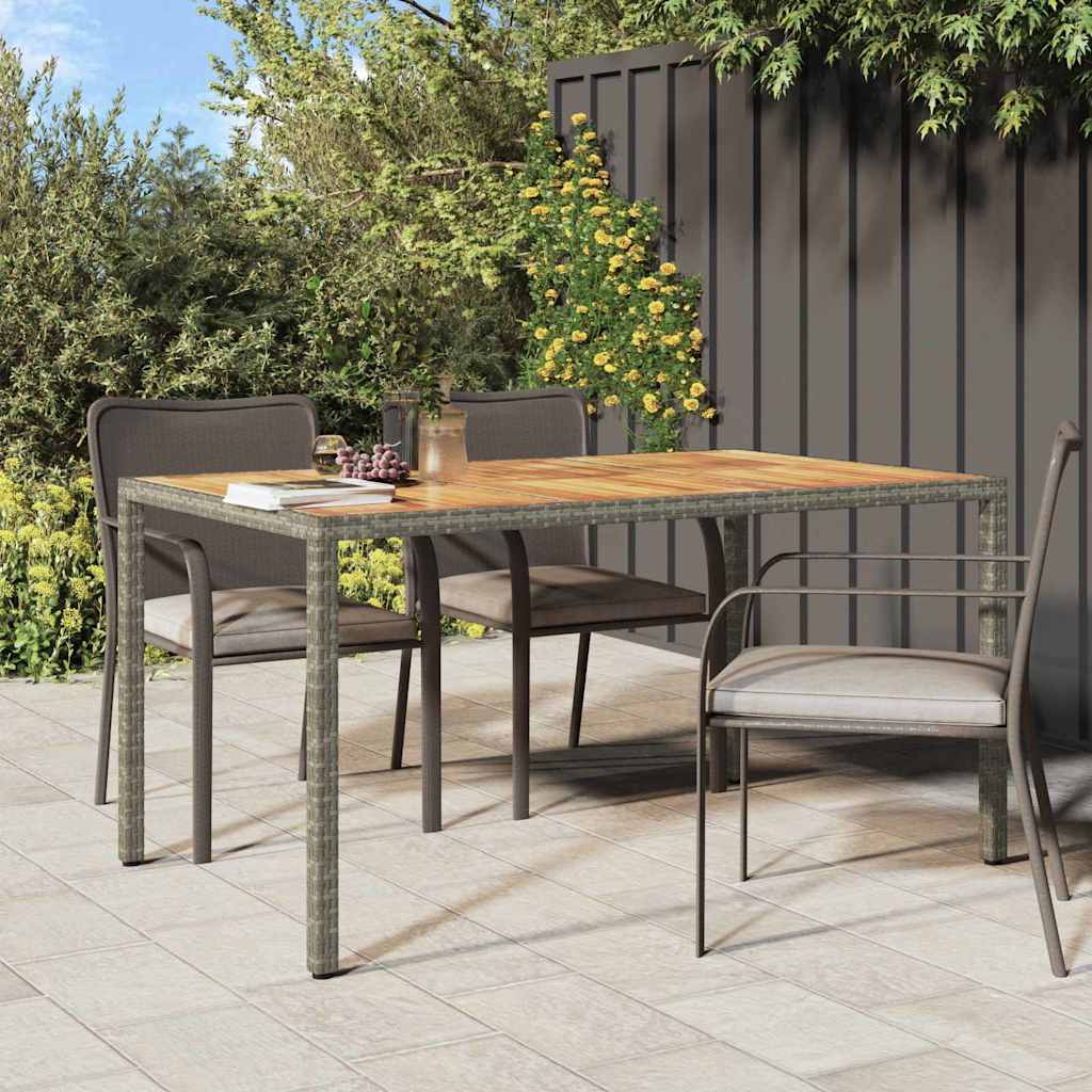 Hage middagbord Grå 150 x 90 x 75 cm Poly rattan