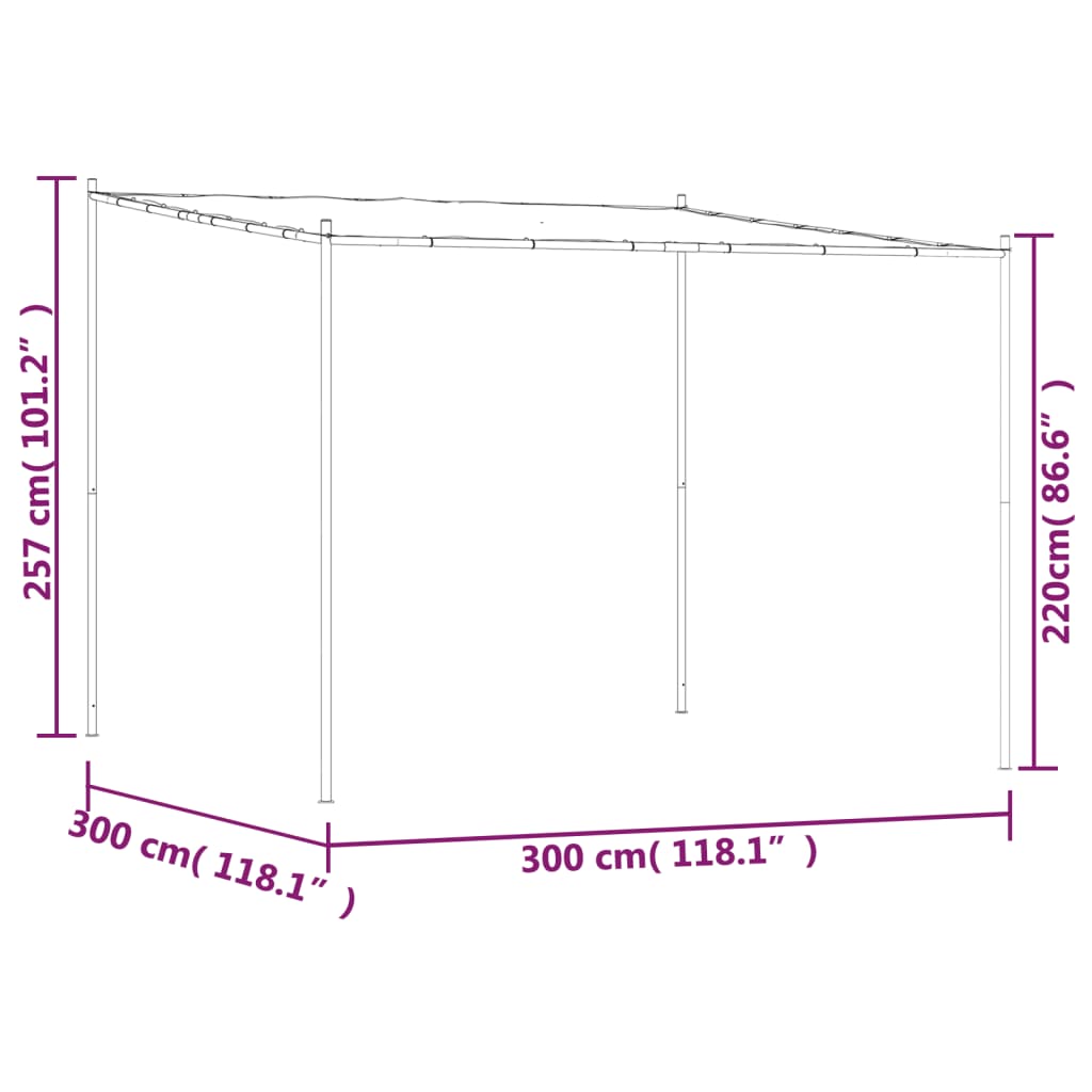 Festtelt beige 3x3 m 180 g/m² stoff og stål