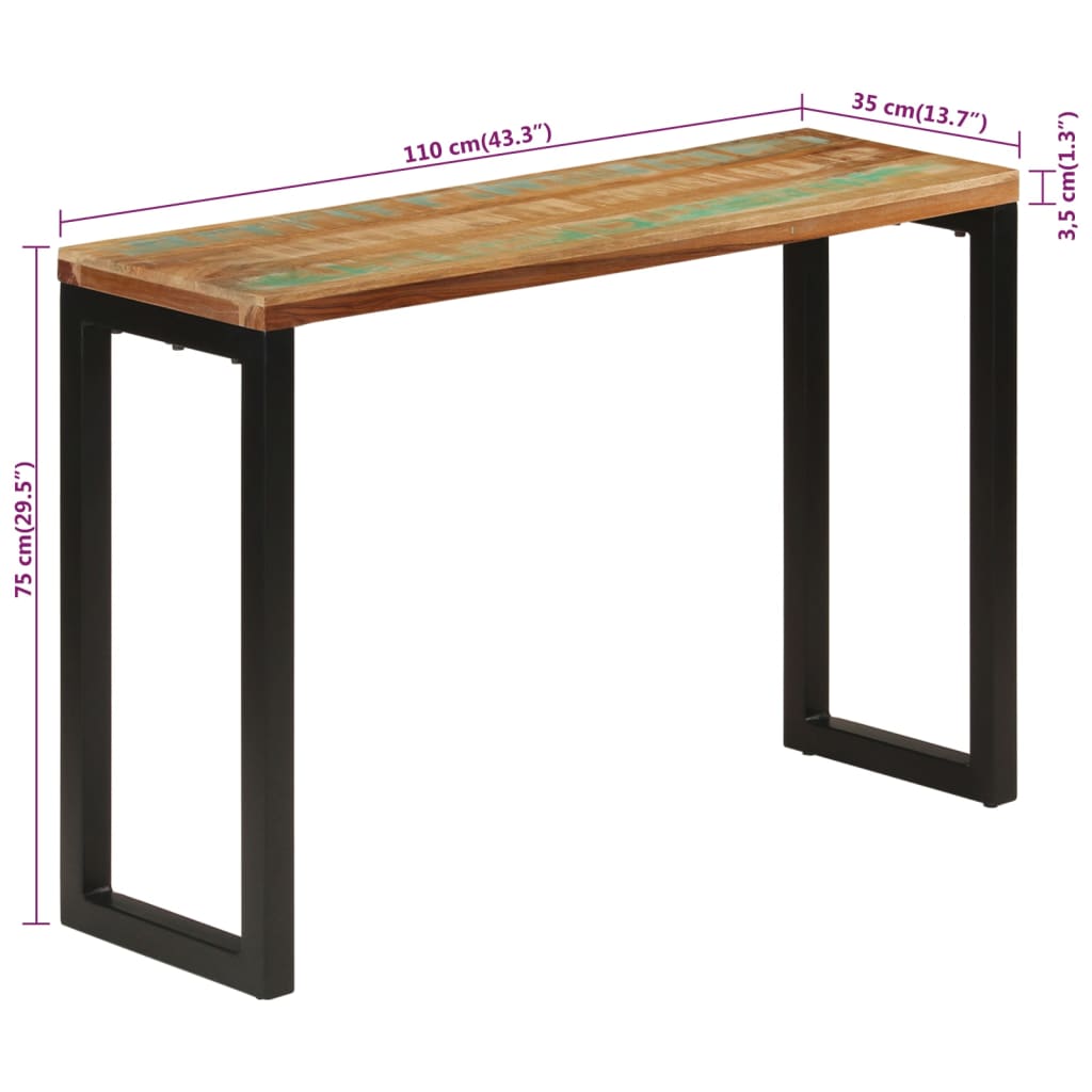 Konsollbord 110x35x75 cm gjenvunnet heltre