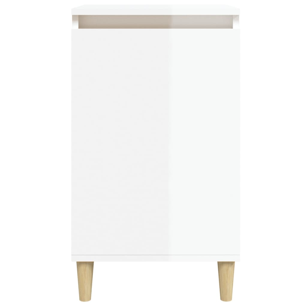 Nattbord 2 stk høyglans hvit 40x35x70 cm konstruert tre