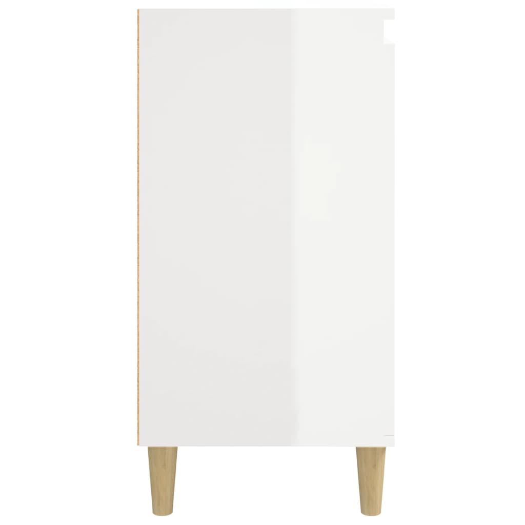 Nattbord 2 stk høyglans hvit 40x35x70 cm konstruert tre