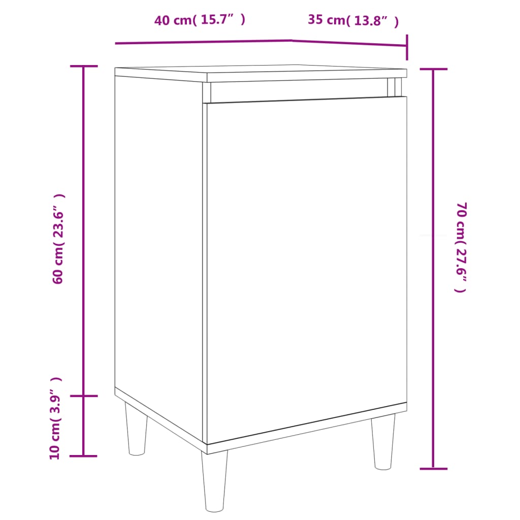 Nattbord 2 stk betonggrå 40x35x70 cm konstruert tre