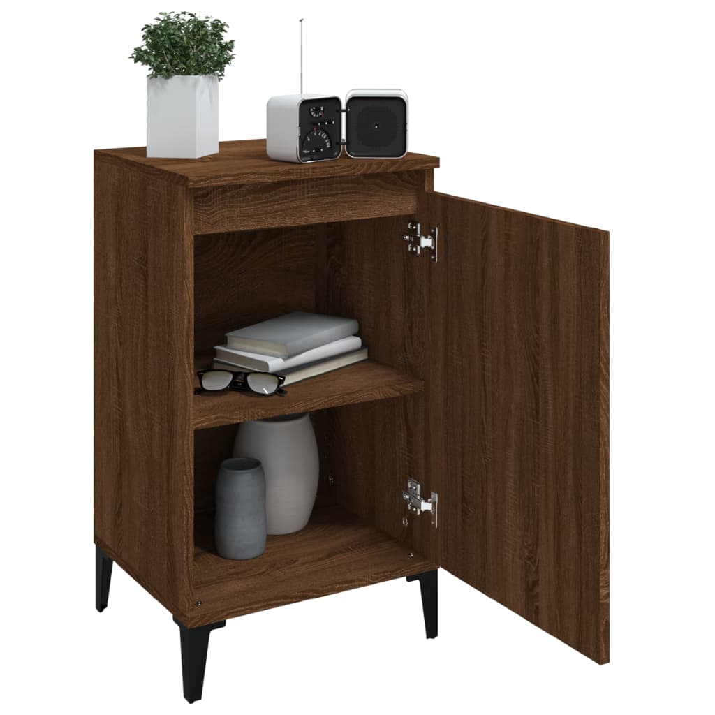 Nattbord 2 stk brun eik 40x35x70 cm konstruert tre