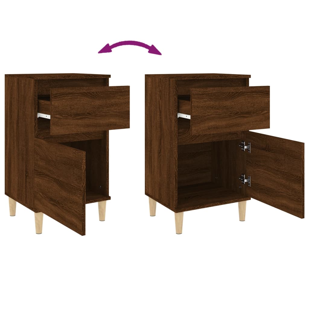 Nattbord 2 stk brun eik 40x35x70 cm