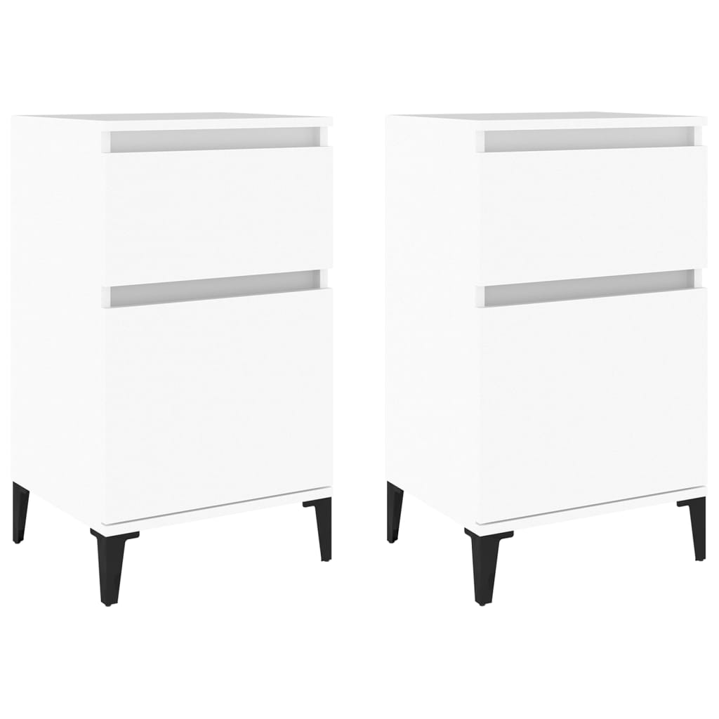 Nattbord 2 stk hvit 40x35x70 cm