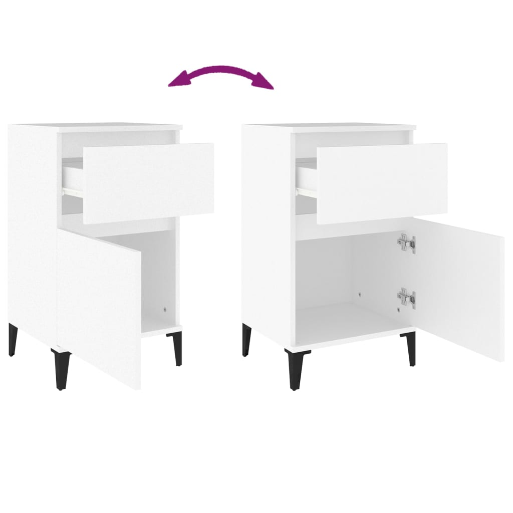 Nattbord 2 stk hvit 40x35x70 cm