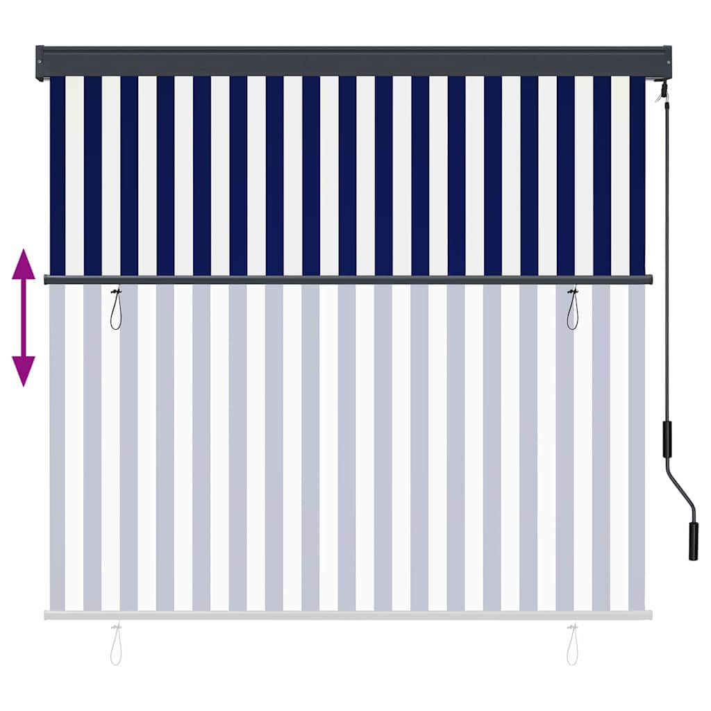 Utendørs Rullegardin Stripete Blå og hvite 180 x 250 cm stoff