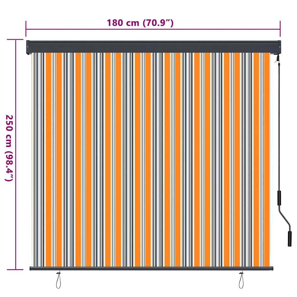 Utendørs Rullegardin Stripete Gul og blå 180 x 250 cm stoff