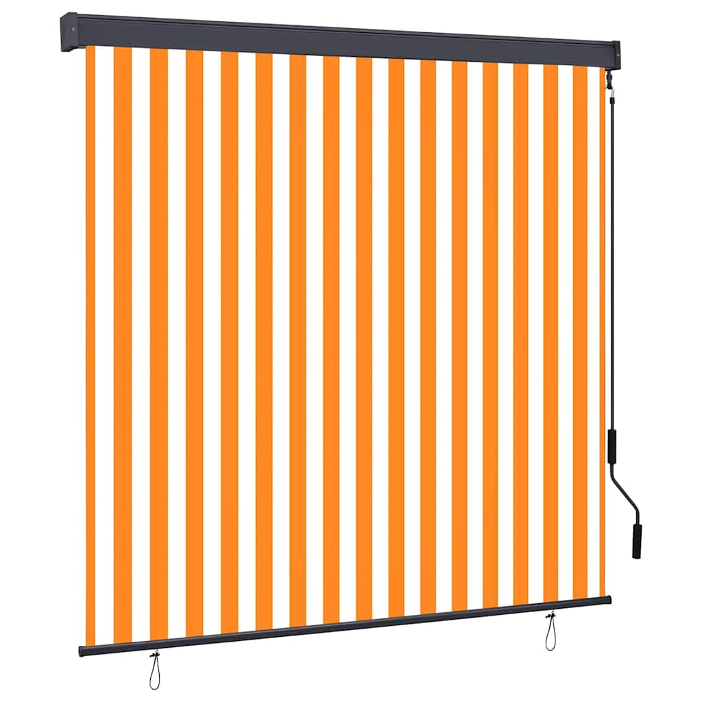 Utendørs Rullegardin oransje og hvit 180 x 250 cm stoff
