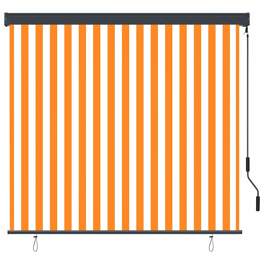 Utendørs Rullegardin oransje og hvit 180 x 250 cm stoff