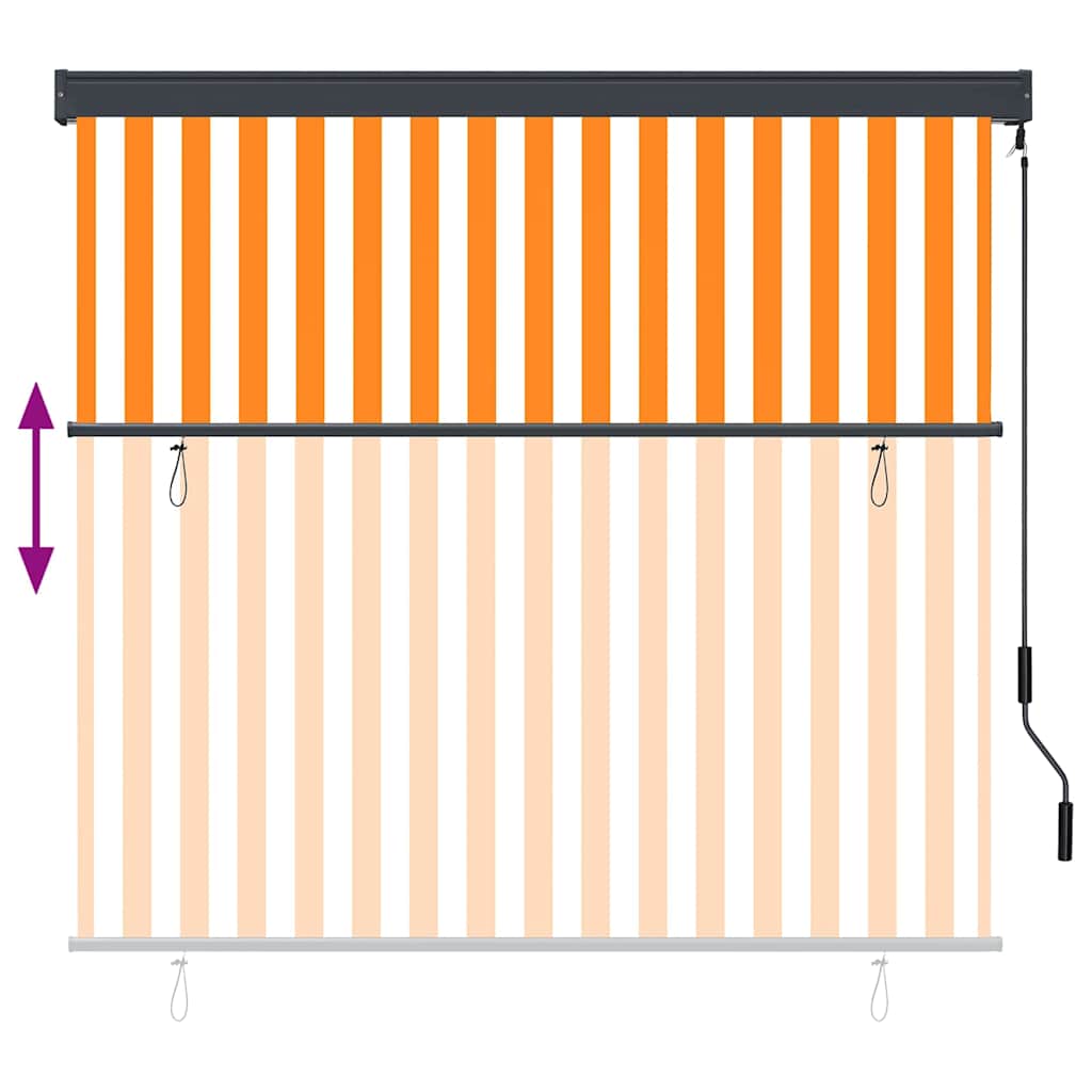 Utendørs Rullegardin oransje og hvit 180 x 250 cm stoff