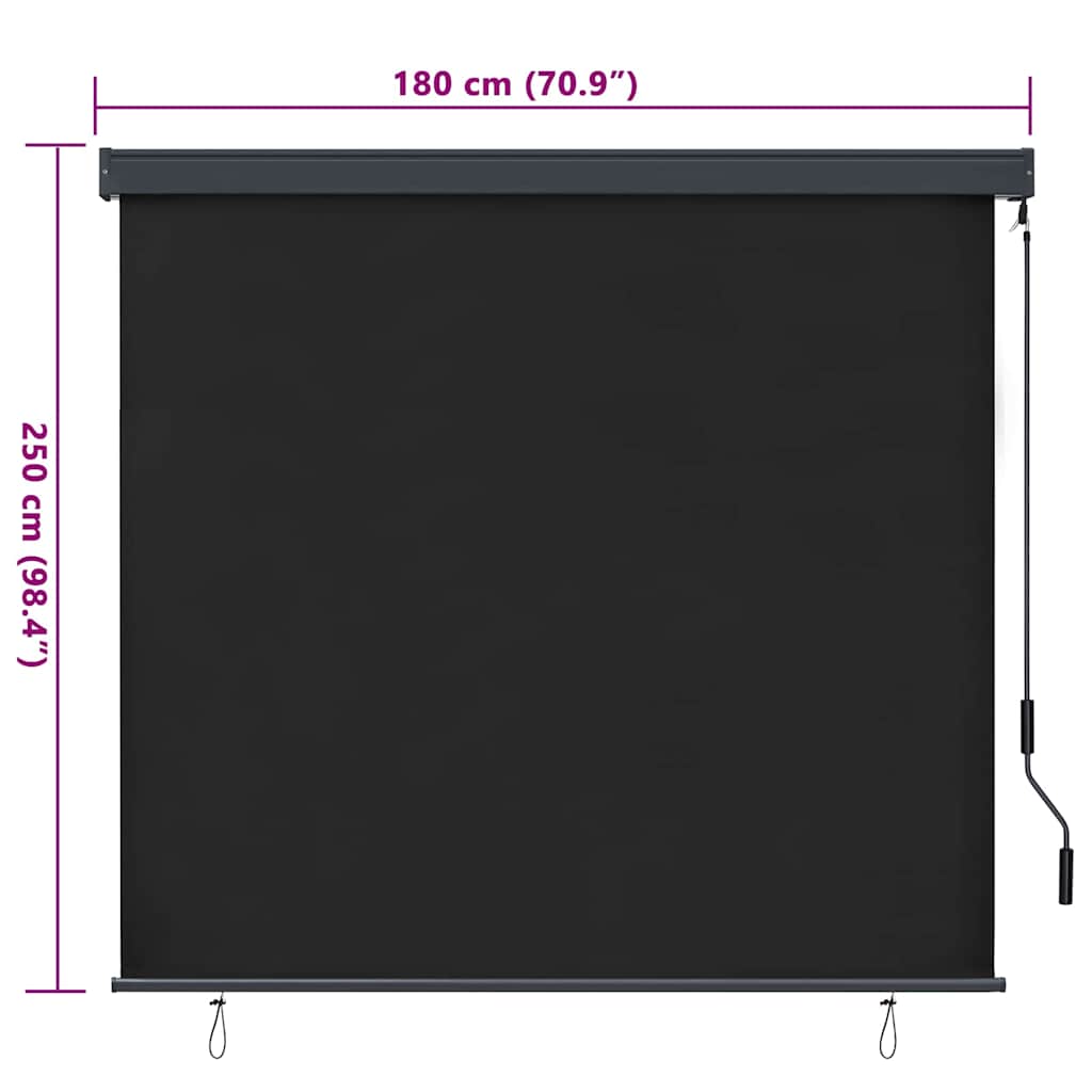 Utendørs Rullegardin Stripete Antrasitt 180 x 250 cm stoff