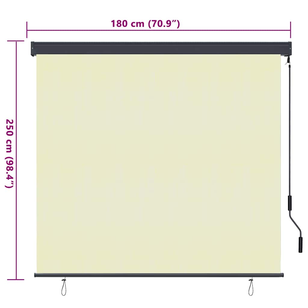 Utendørs Rullegardin Stripete Justerbar Krem 180 x 250 cm stoff
