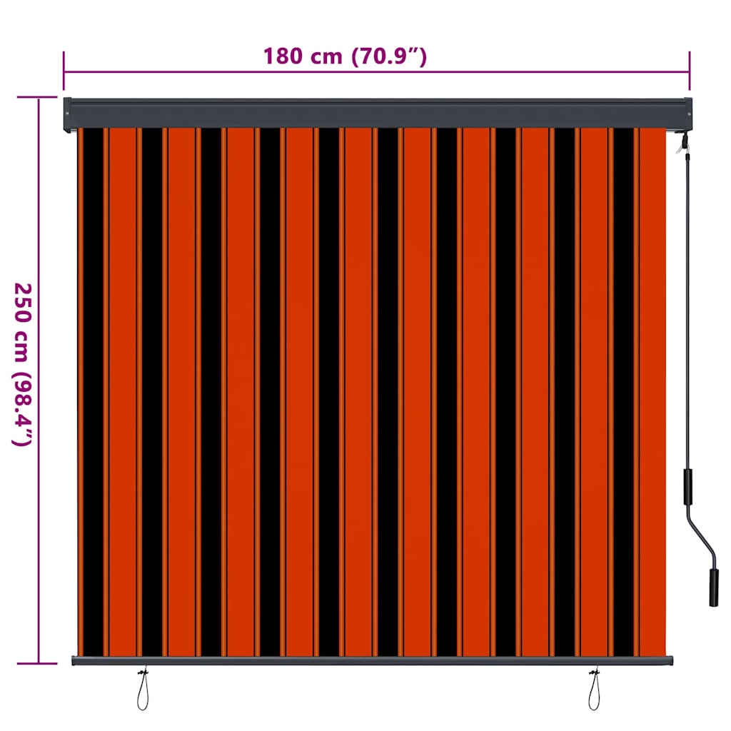 Utendørs Rullegardin oransje og hvit 180 x 250 cm stoff