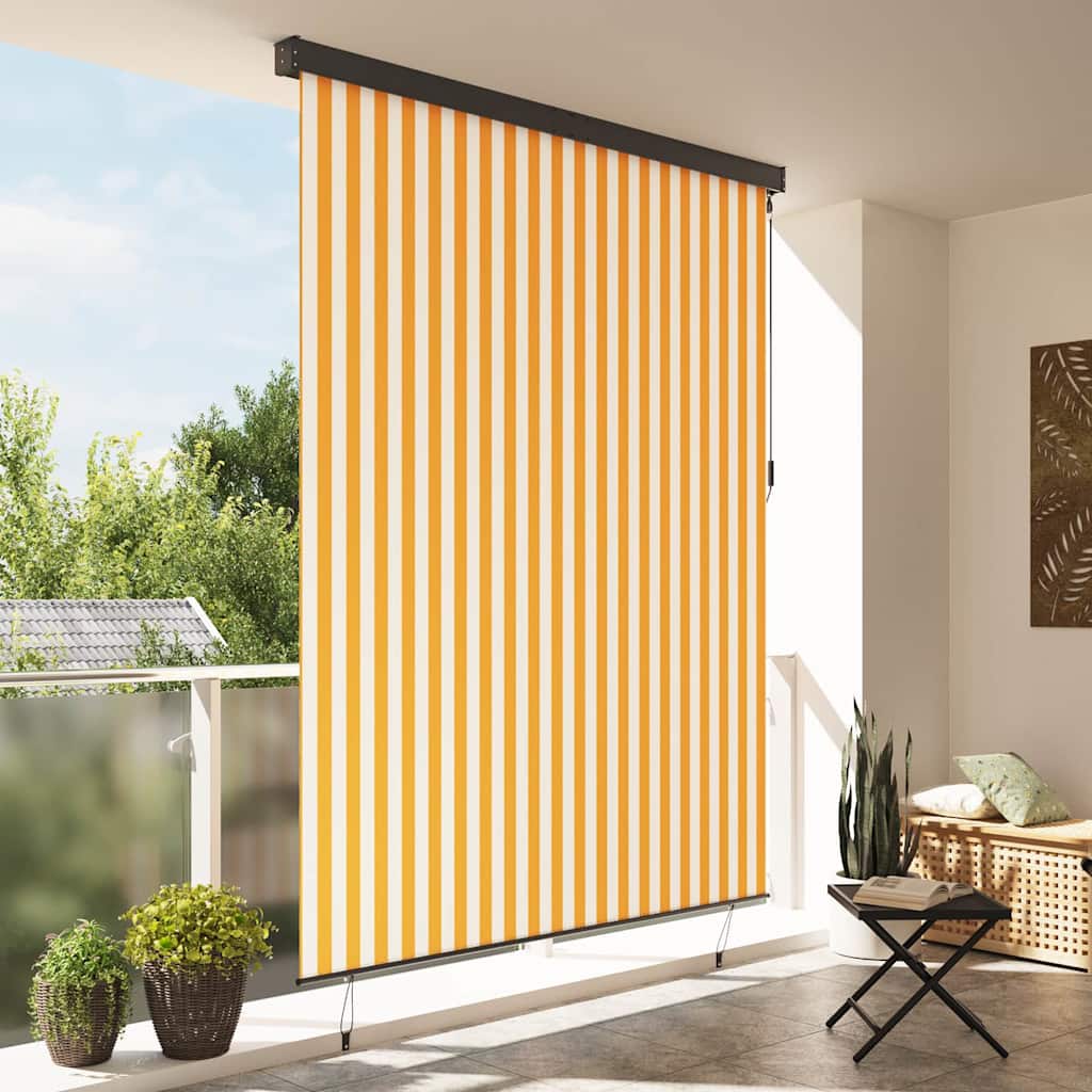 Utendørs Rullegardin Striped oransje og hvit 200 x 250 cm stoff