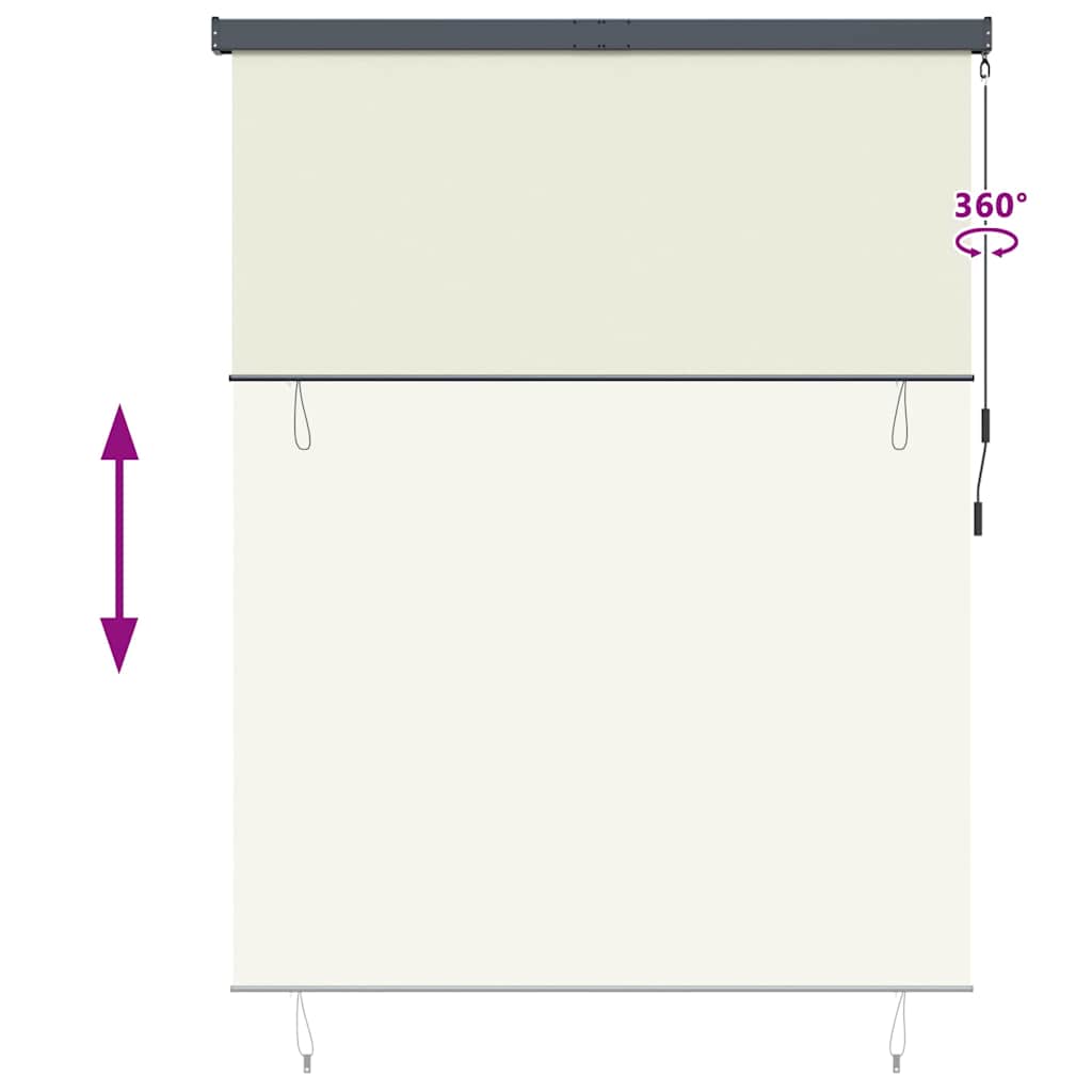 Utendørs Rullegardin Striped Manual Krem 200 x 250 cm stoff