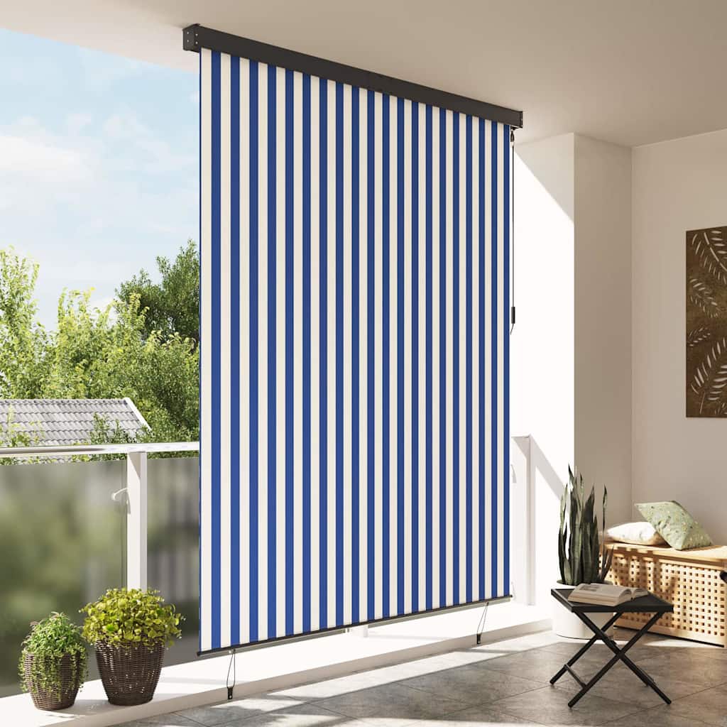 Utendørs Rullegardin Striped Blå og hvite 220 x 250 cm stoff
