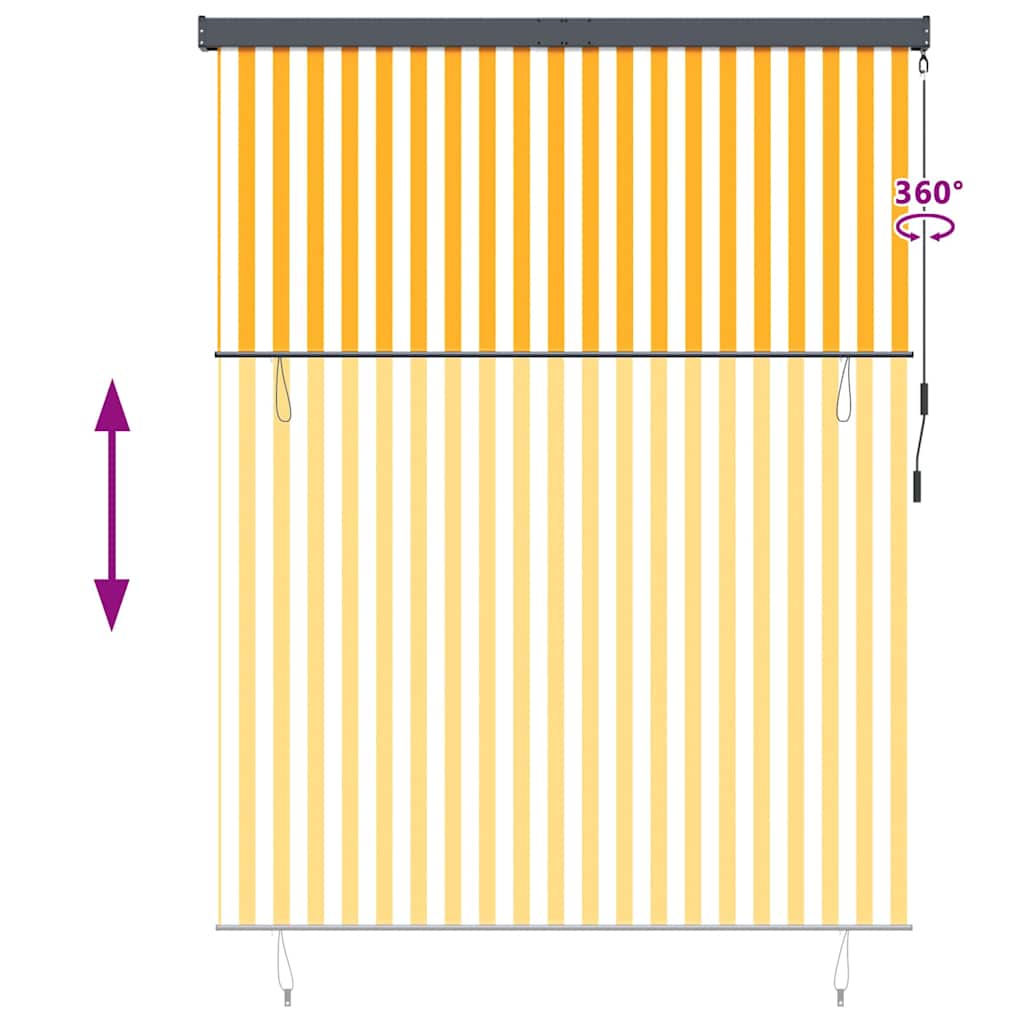 Utendørs Rullegardin Striped oransje og hvit 220 x 250 cm stoff