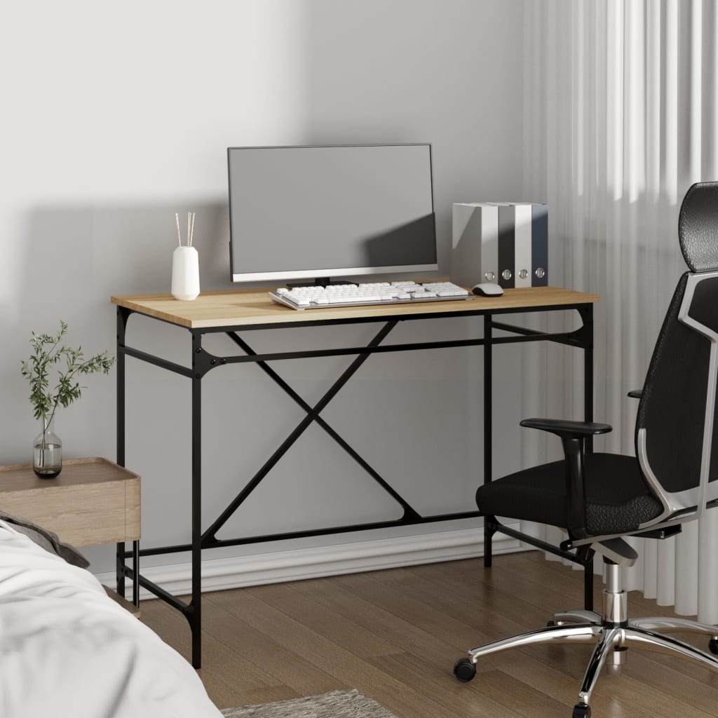 Skrivebord sonoma eik 100x50x75 cm konstruert tre og jern