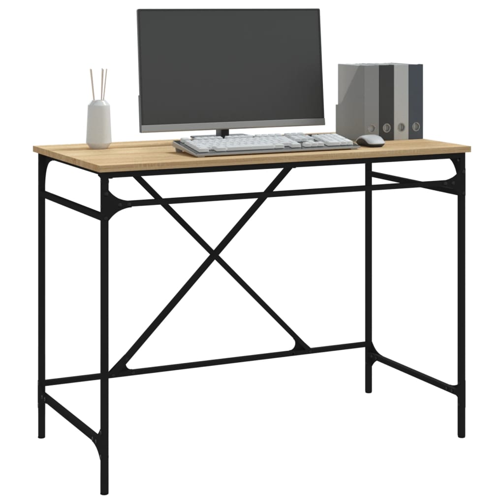 Skrivebord sonoma eik 100x50x75 cm konstruert tre og jern