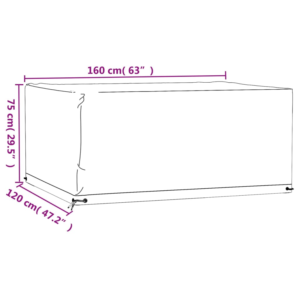 Hagemøbeltrekk 2 stk 8 maljer 160x120x75 cm rektangulær
