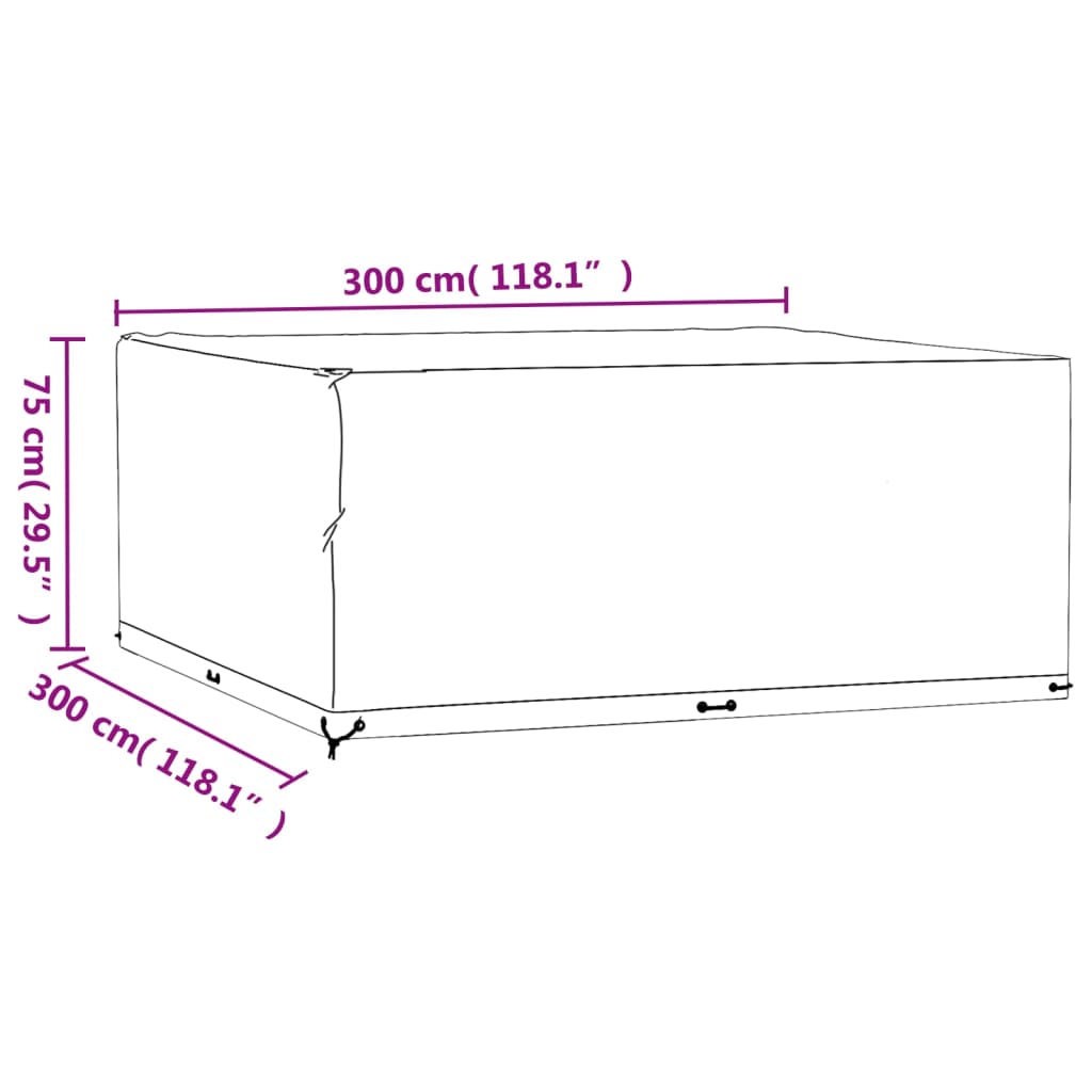 Hagemøbeltrekk 2 stk 16 maljer 300x300x75 cm firkantet
