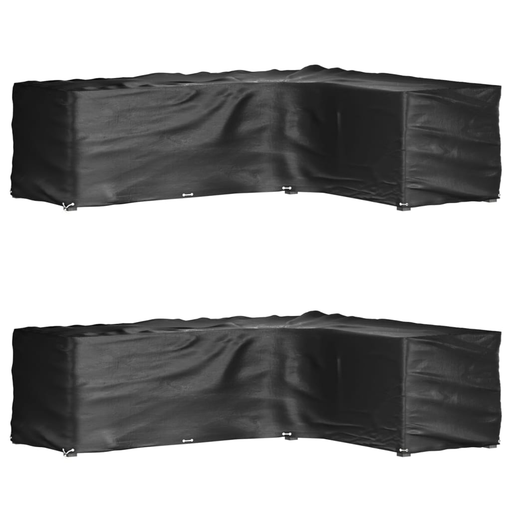 L-formet hagemøbeltrekk 2 stk 16 maljer 260x210x80 cm