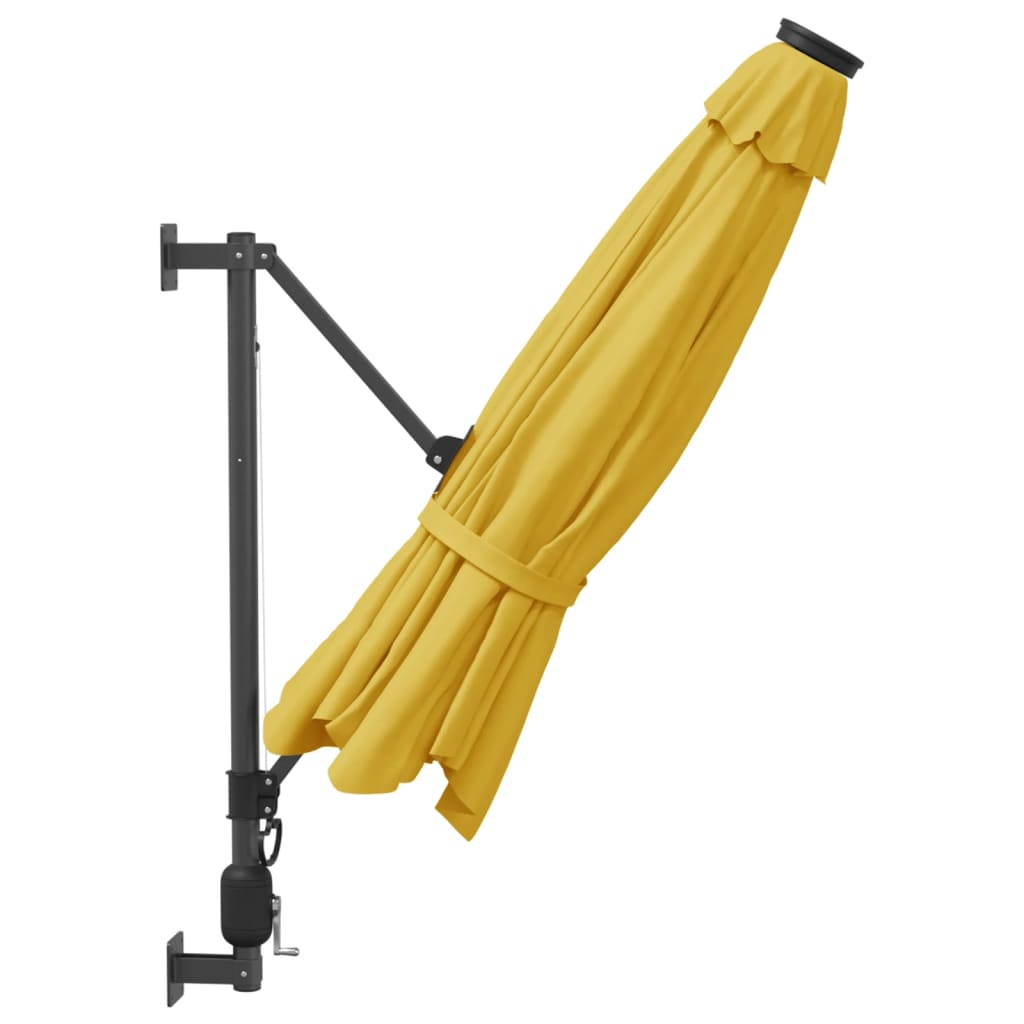 Veggmontert parasoll med LED gul 290 cm