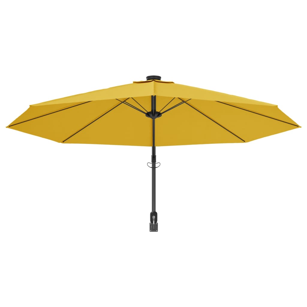 Veggmontert parasoll med LED gul 290 cm
