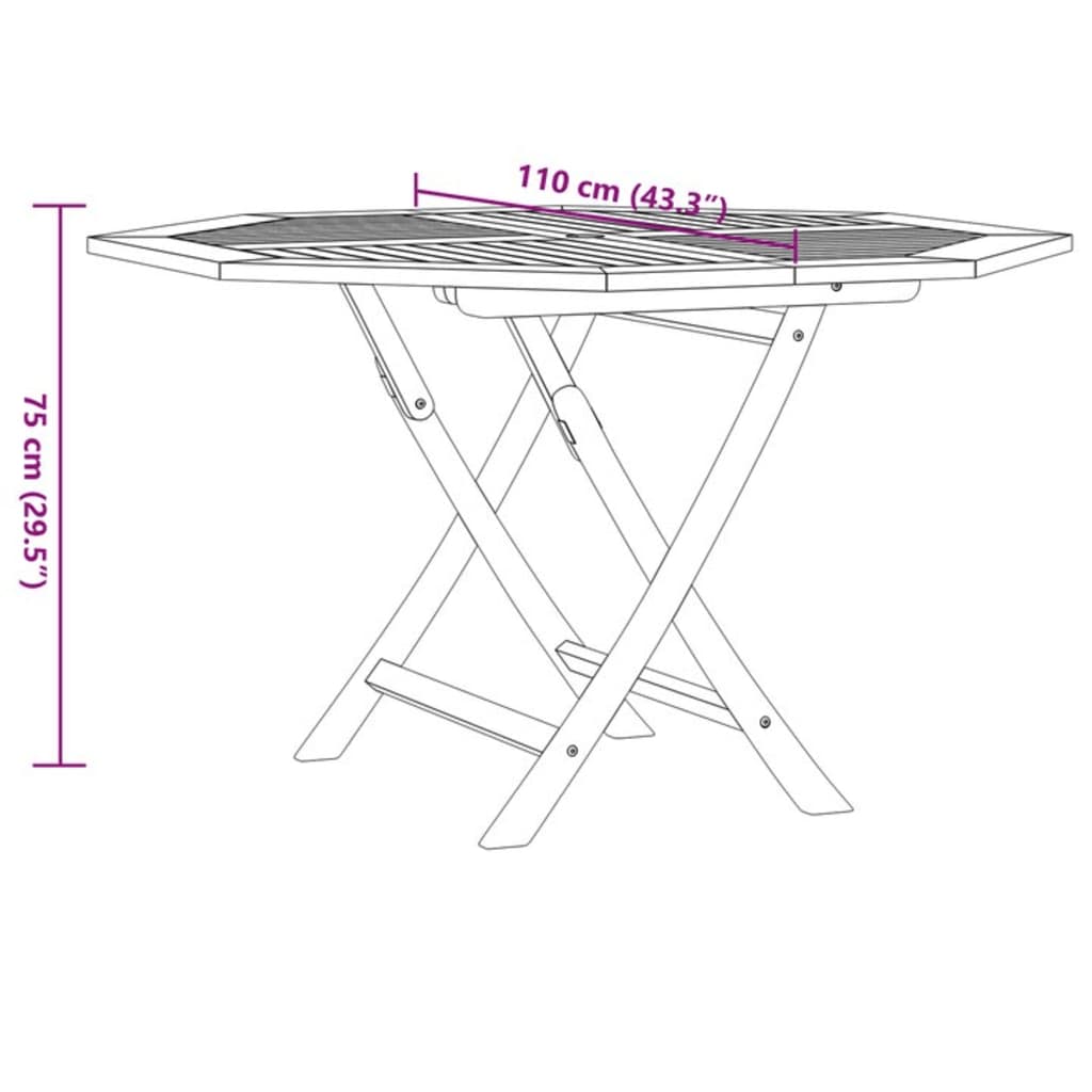 Sammenleggbart hagebord 110x110x75 cm heltre teak