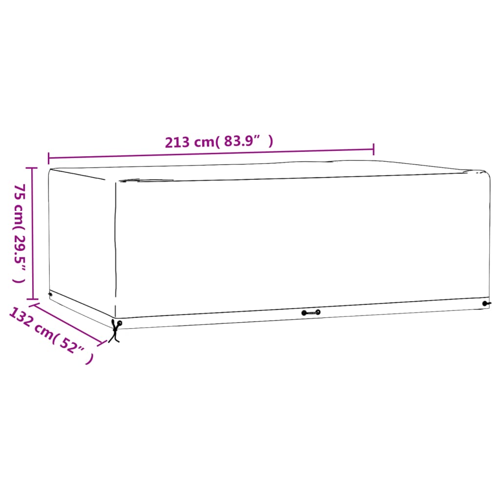 Hagemøbeltrekk 12 maljer 213x132x75 cm rektangulær