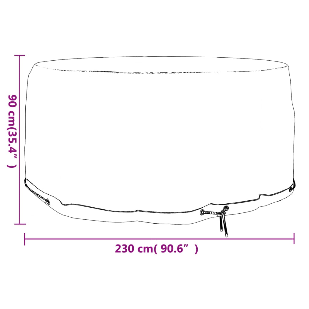 Hagemøbeltrekk 10 maljer Ø230x90 cm rund
