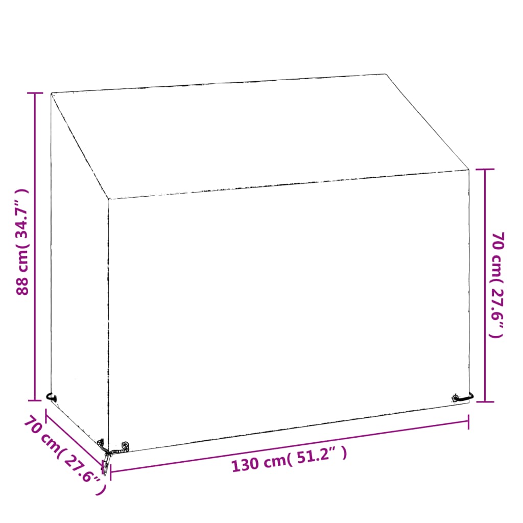 Trekk til hagebenk 8 maljer 130x70x70/88 cm polyetylen