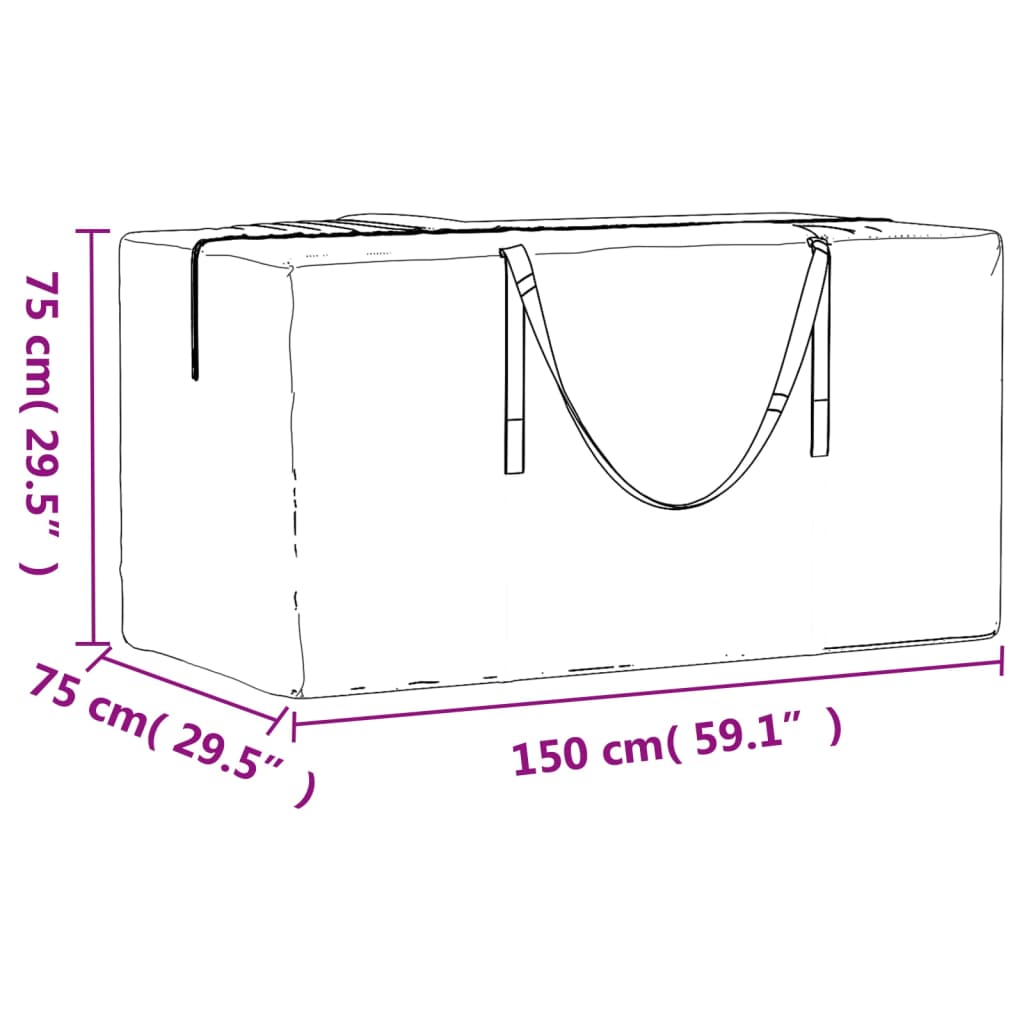 Oppbevaringspose for hageputer svart 150x75x75 cm polyetylen