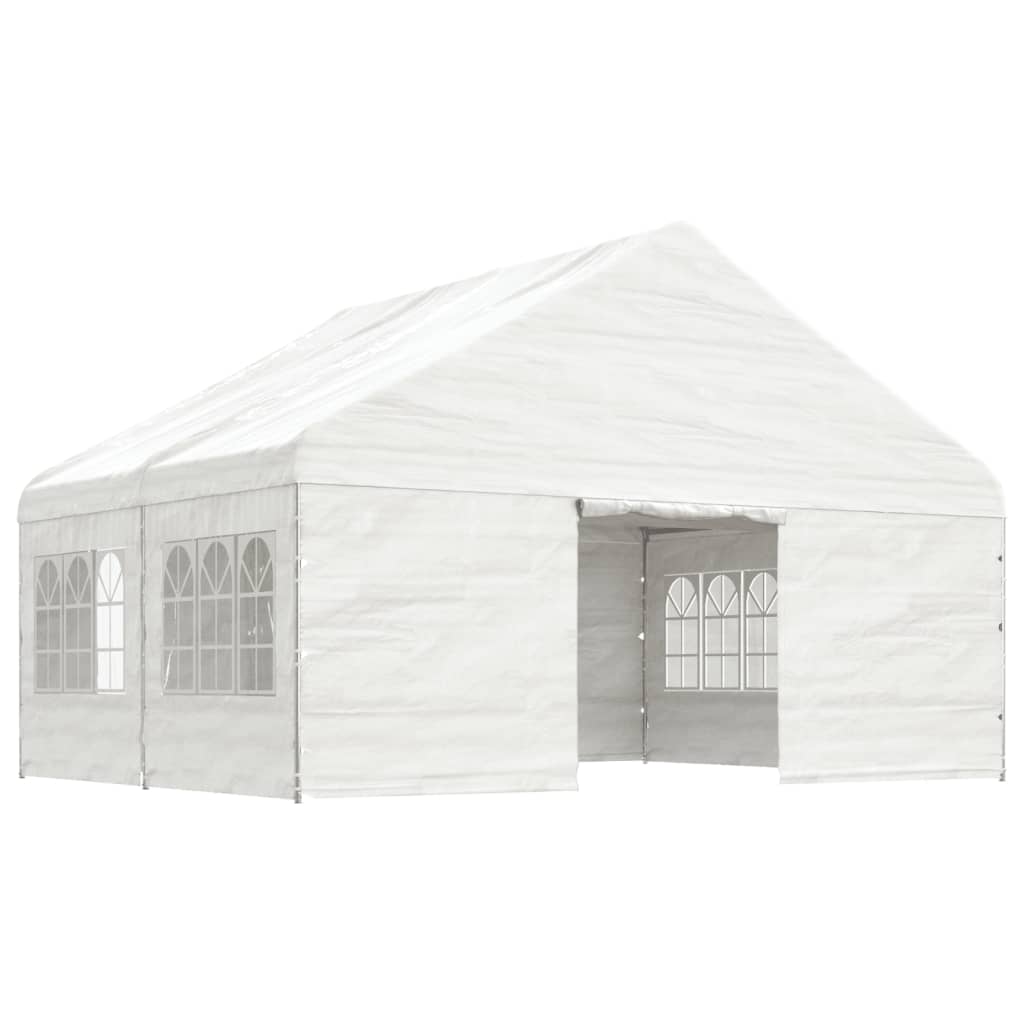 Paviljong med tak hvit 4,46x5,88x3,75 m polyetylen