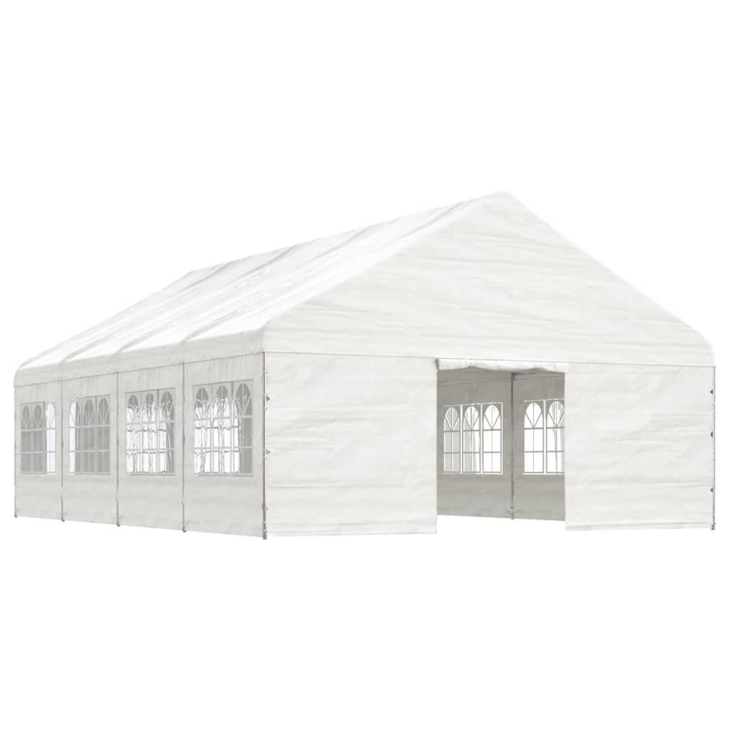 Paviljong med tak hvit 8,92x5,88x3,75 m polyetylen