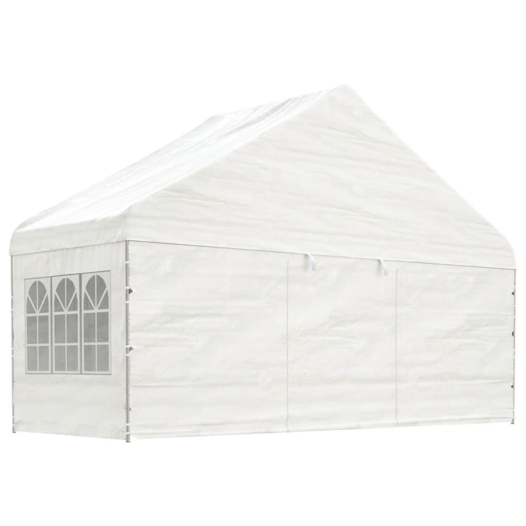Paviljong med tak hvit 11,15x5,88x3,75 m polyetylen