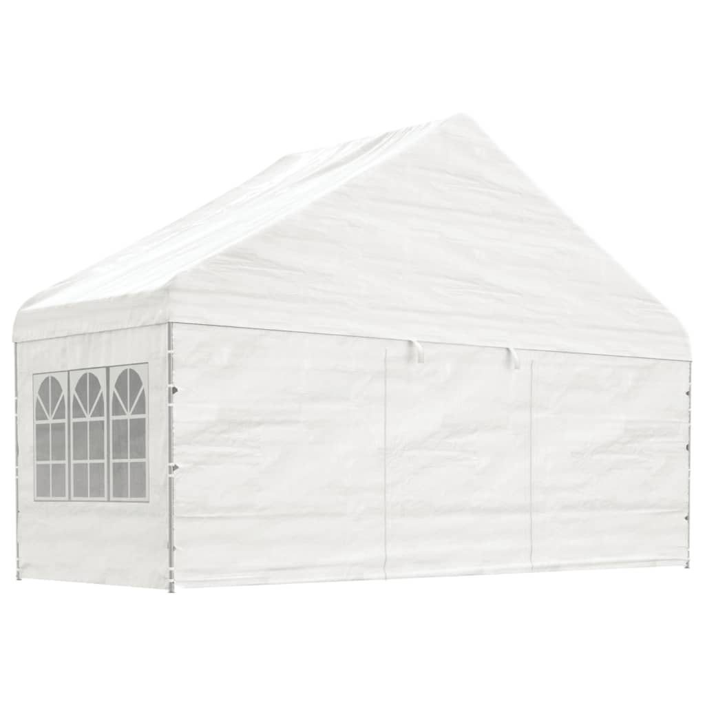 Paviljong med tak hvit 20,07x5,88x3,75 m polyetylen