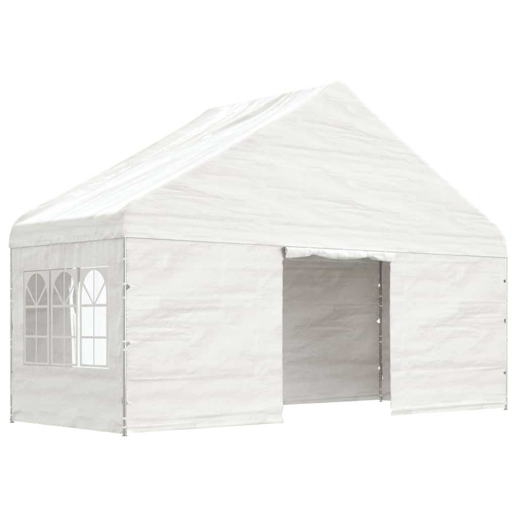 Paviljong med tak hvit 20,07x5,88x3,75 m polyetylen
