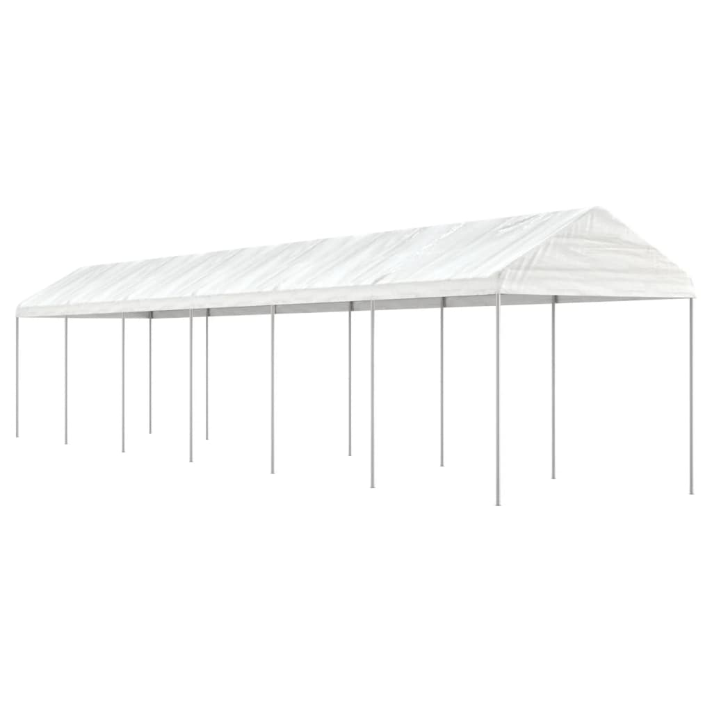 Paviljong med tak hvit 13,38x2,28x2,69 m polyetylen