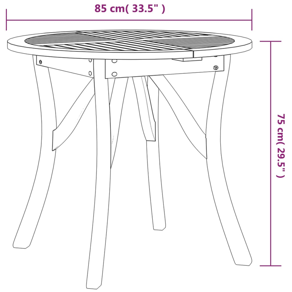 Hagebord Ø 85 cm heltre akasie