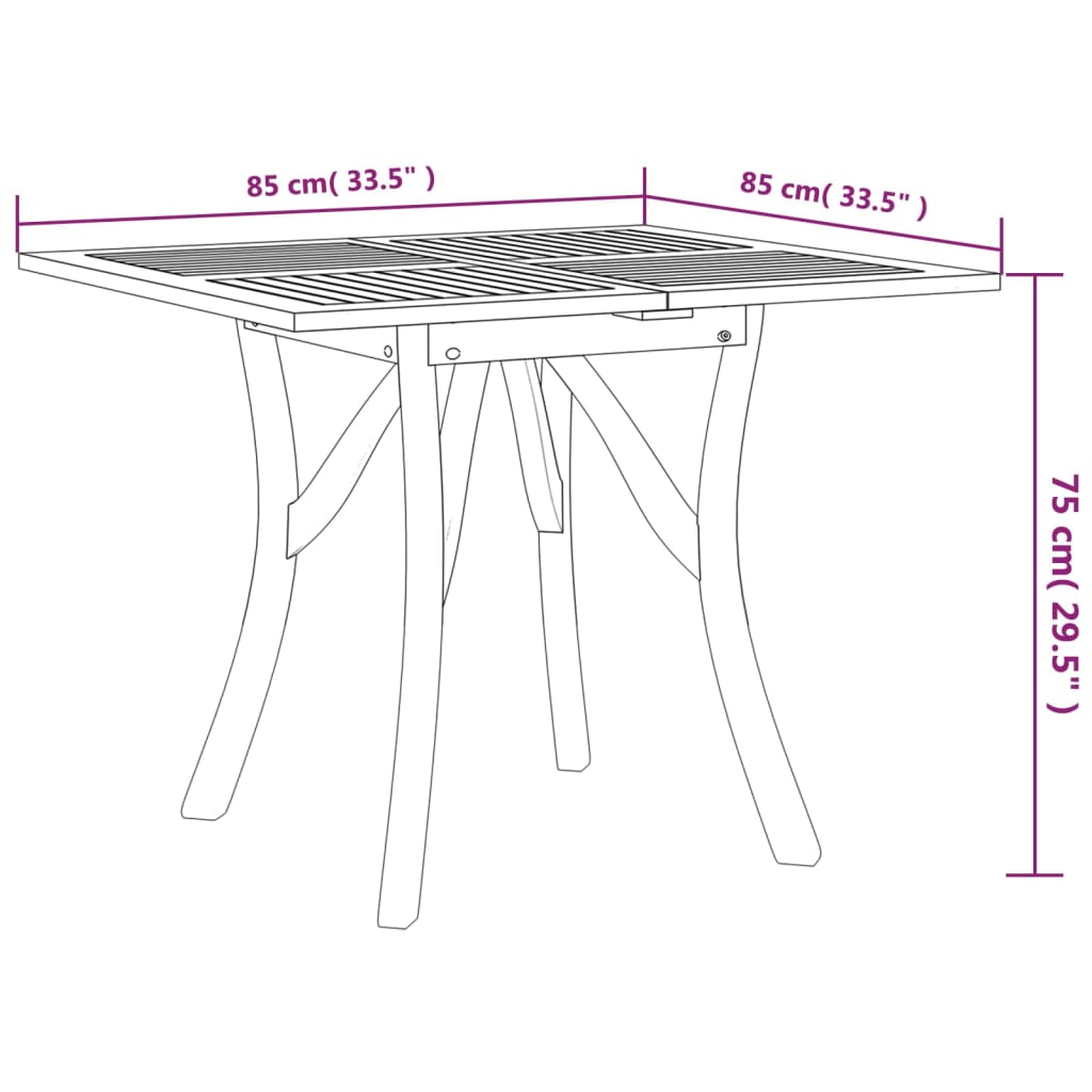 Hagebord 85x85x75 cm heltre akasie