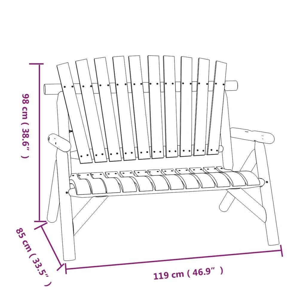 Hagebenk 2 seter 119x85x98 cm heltre gran