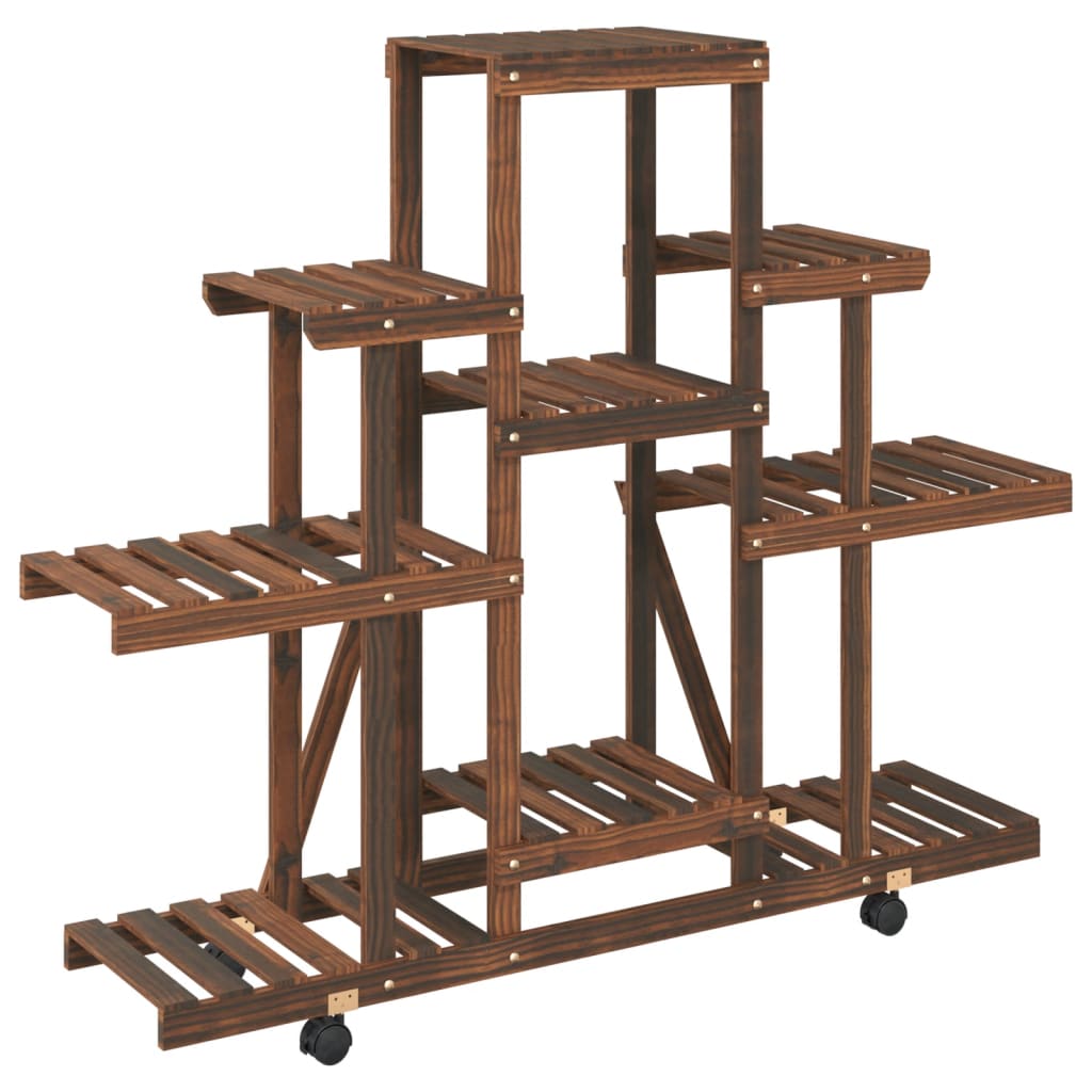 Blomsterstativ med hjul 110x25x101 cm heltre gran