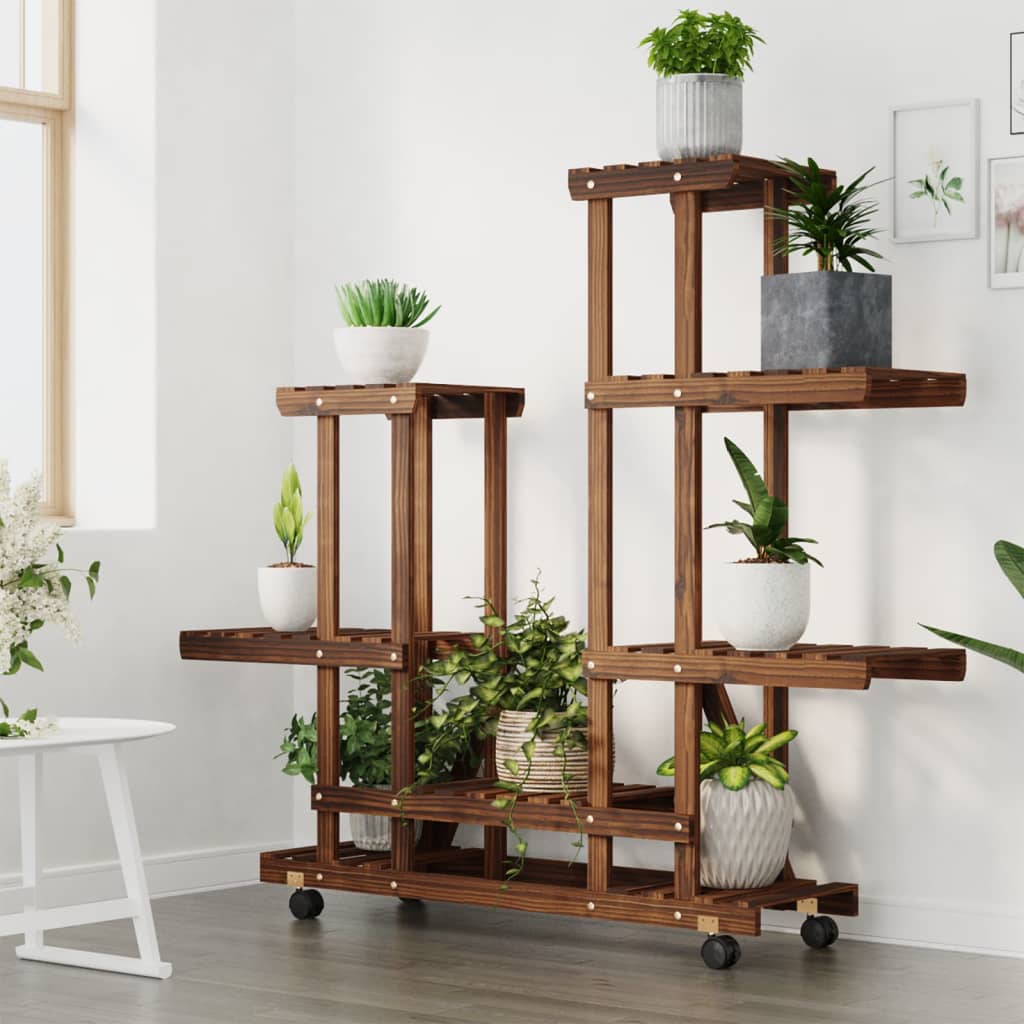 Blomsterstativ med hjul 95x25x101 cm heltre gran