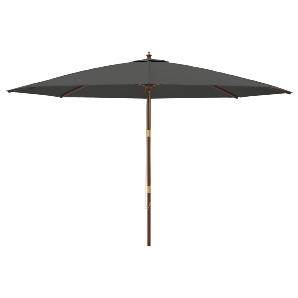 Hageparasoll med trestang antrasitt 400x273 cm