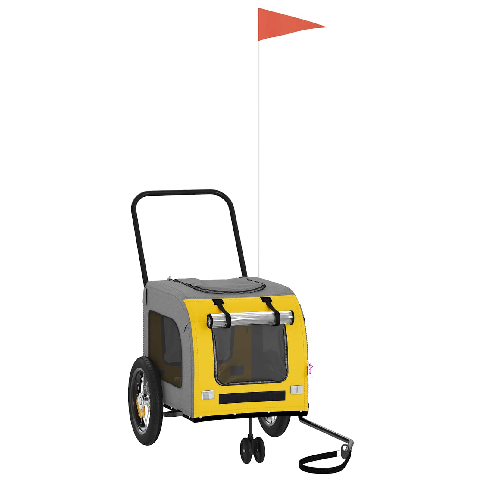 Sykkelvogn for kjæledyr med lagring Gul og Grå 125 x 53 x 54 cm