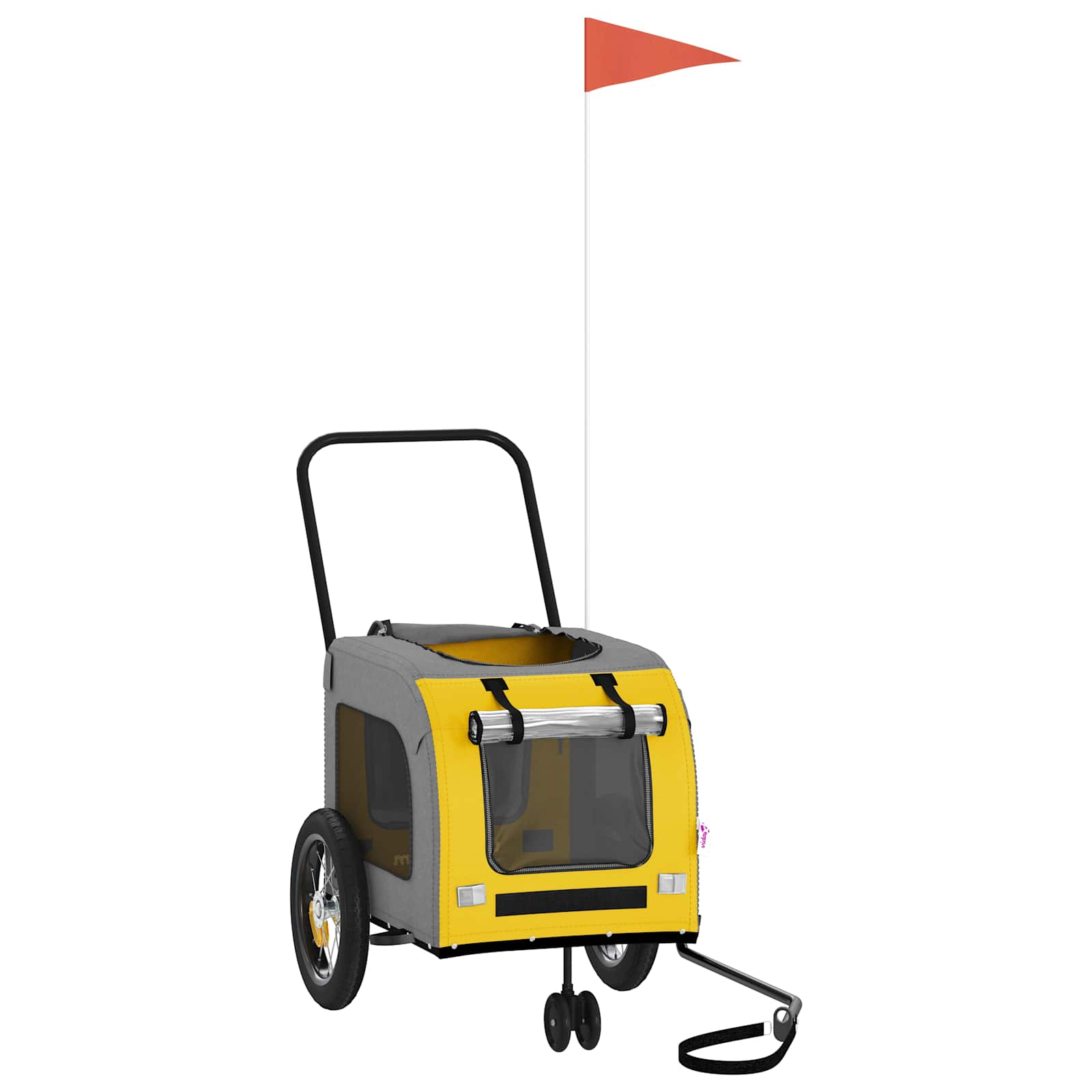 Sykkelvogn for kjæledyr med lagring Gul og Grå 125 x 53 x 54 cm